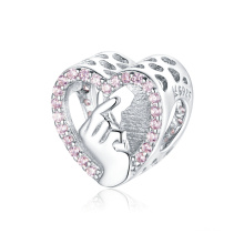 Exquisite Jewelry 925 Sterling Silver Finger Heart CZ Charm